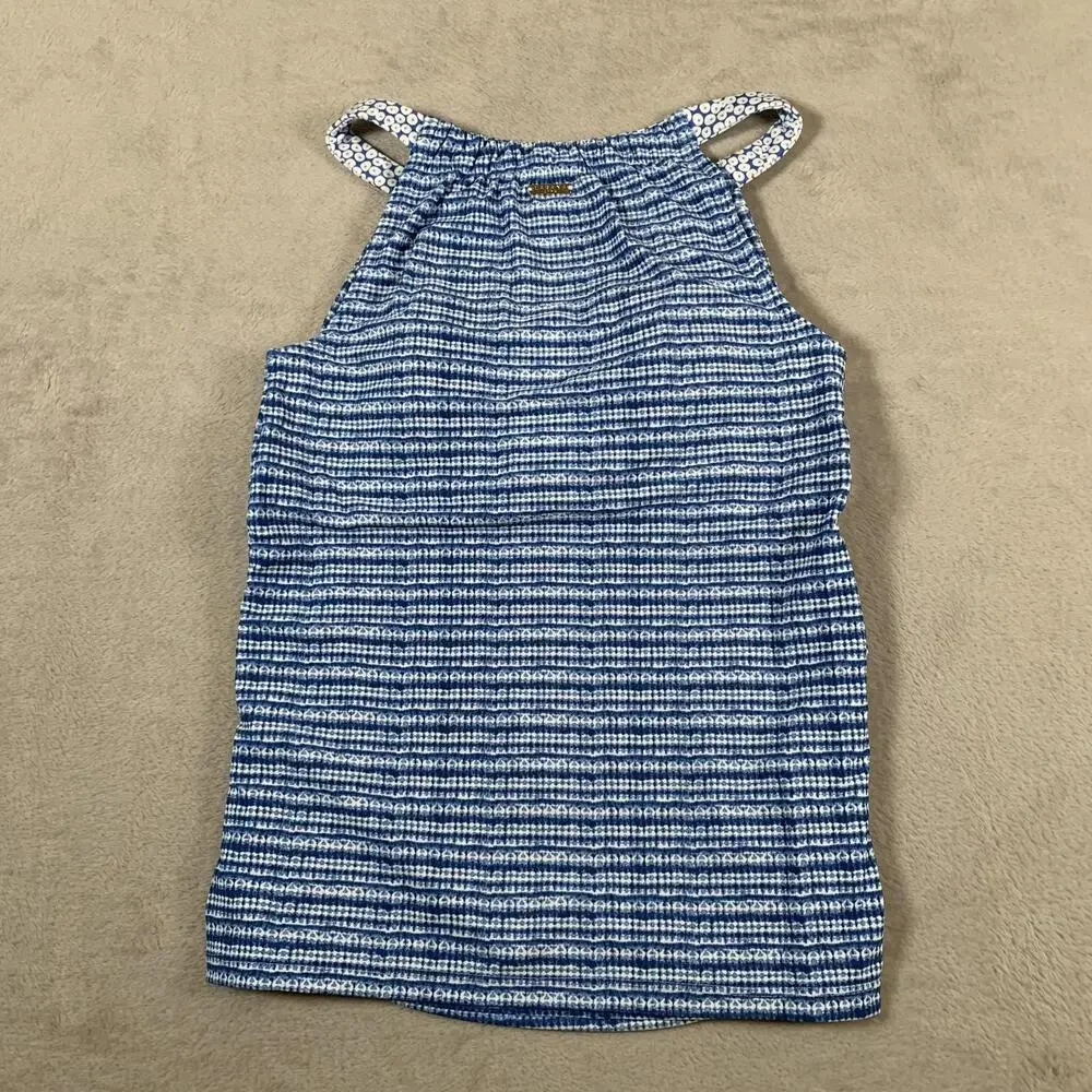Cabana Life Charleston Tankini Top Womens XS‎ Blue White Embroidered Swim 50+ UV